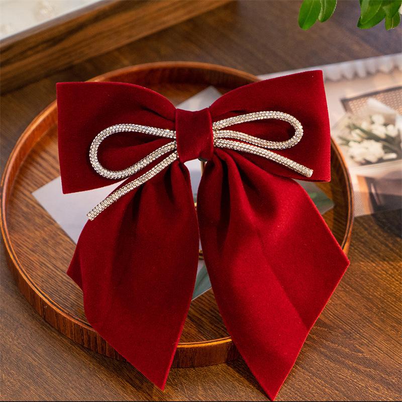 Velvet Big Bow Hairpin For Woman Girls Vintage Elegant Hairpins Head Half-Tie Headdress Exquisite Hair Accessories Gifts