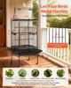 Bird Cage, 830 x 790 x 2100 mm, Open Flat Top, Wrought Iron Bird Flight Cage with Perches, Slide-Out Tray, Plastic Feeders, for Cockatiel, Monk