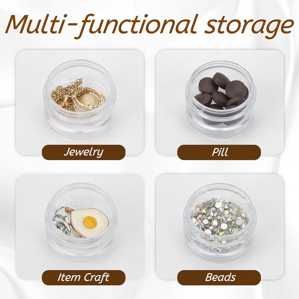 5 Sets Stackable Round Plastic Containers Clear Bead Storage Containers Box with 5 Compartment Mini Travel Jewelry Organizer Box