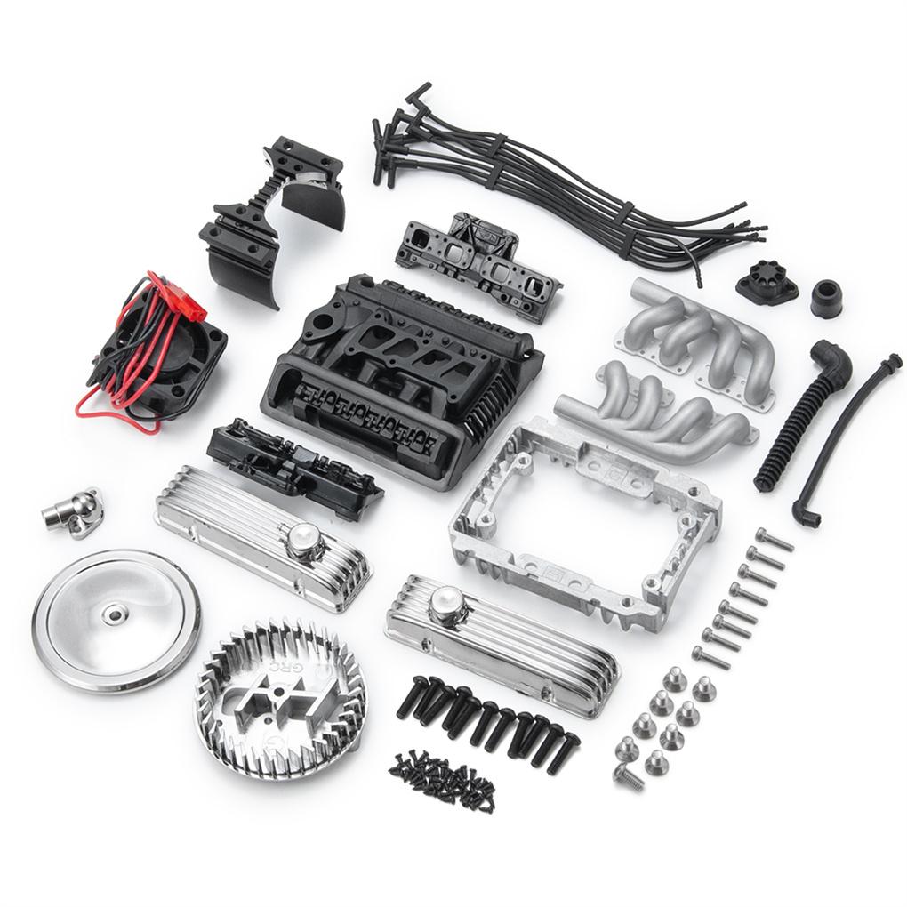 1/10  F82 V8  RC Crawler Car Cooling Fan -Simulate Engine Radiator for Axial SCX10 90046 TRX4 D90 Motor Cooling Parts