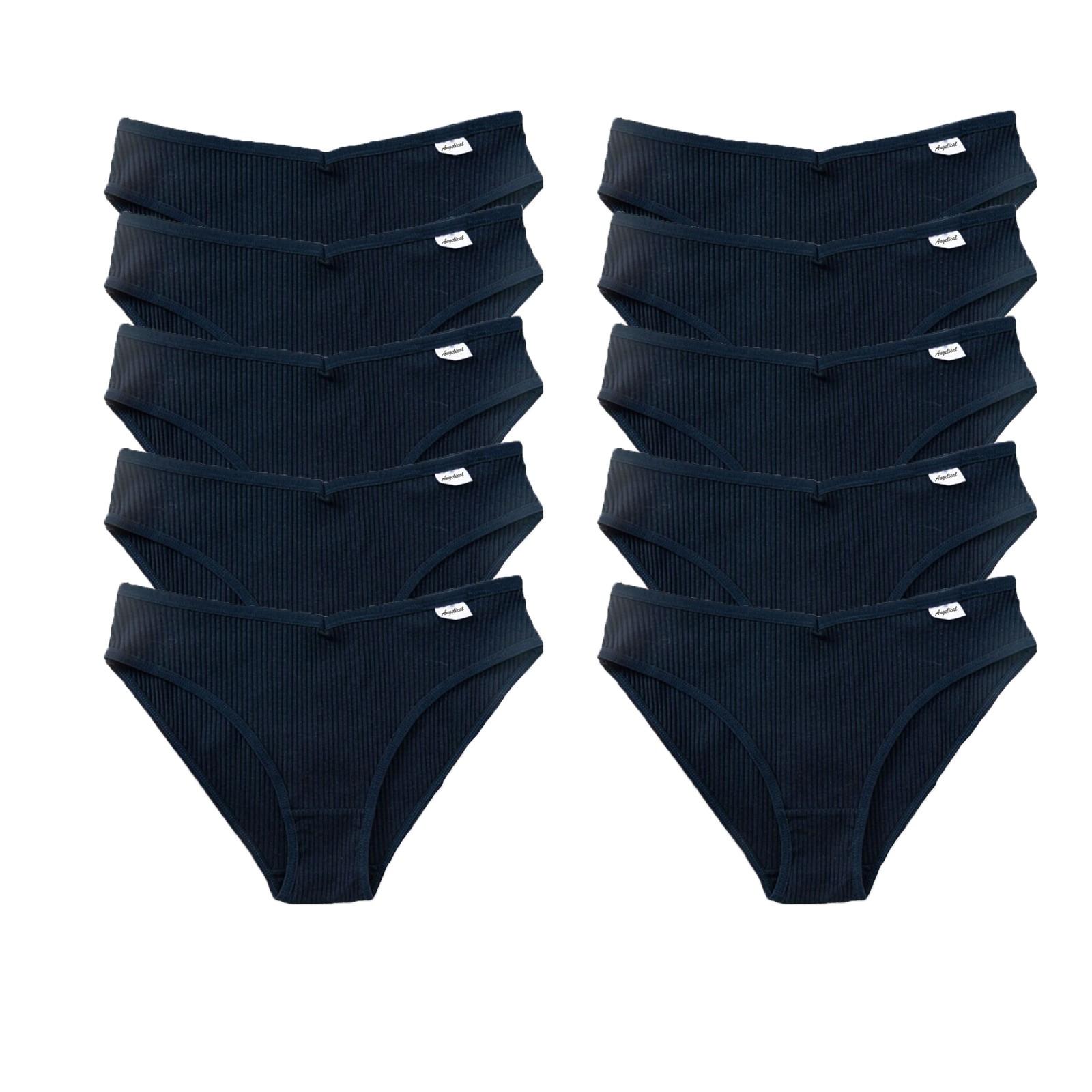

Женское нижнее белье однотонное, со средней талией, дышащее, высокоэластичное, удобное, женские трусы, 10 пар XL тёмно-синий