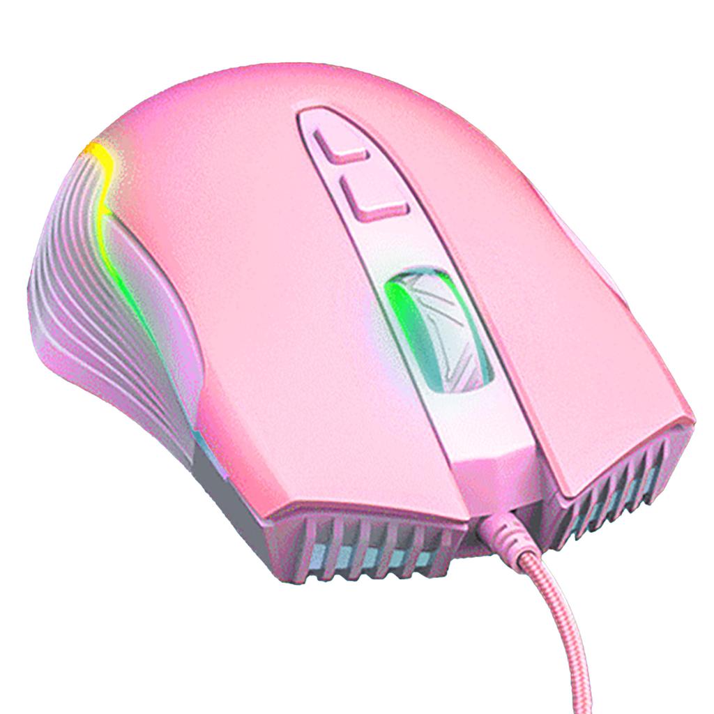 Wired Mouse Pink Ergonomic Design RGB Backlit Motion Detection 5.9ft Cable Gaming Mouse for Gaming Office Study