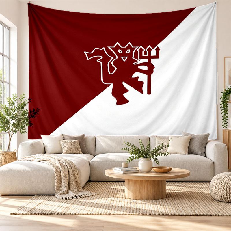 Manchester United FC Wall Tapestry, Soft Fabric Wall Hanging, Decorative Backdrop For Bedroom Home Wall Art