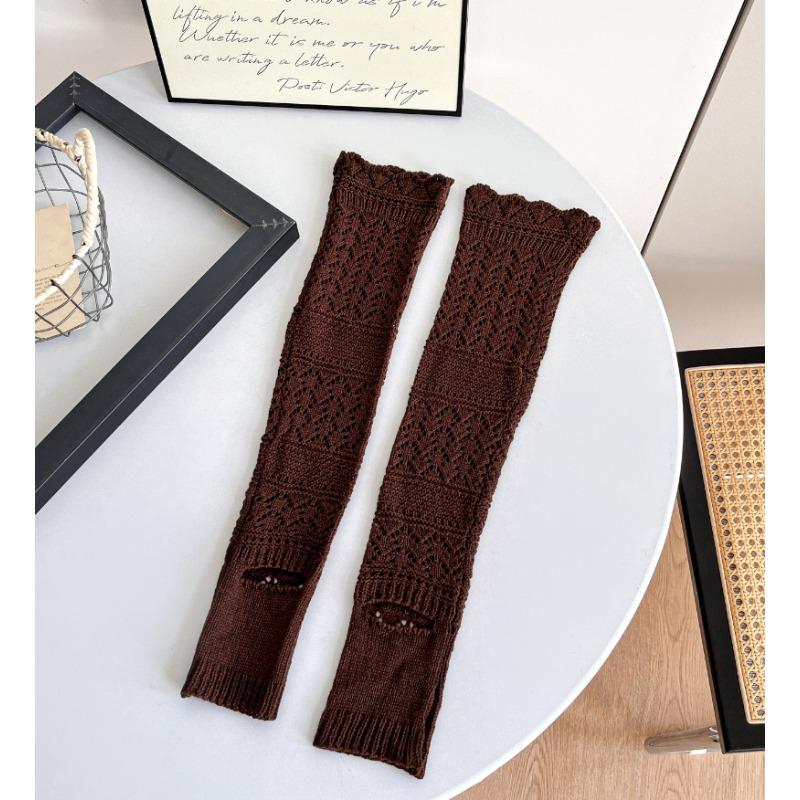 Thin, Hollowed-out Fishing Net Calf Socks for Slimming, Long Knitted Sock Sets, Mid-calf Socks, Sweet and Versatile White Socks