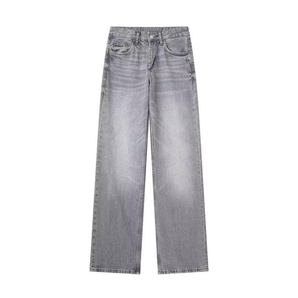 Vintage Streetwear Jeans Women Korea Fashion Holes Decorated Denim Pants Patchwork High Waist Casual Trousers Y2K Lady Clothing