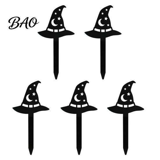 Spooky Plant Bed Decorations 5Pcs Halloween Planter Stakes, Acrylic Garden Sign for Outdoor Yard Lawn Backyard, Decorative Markers Ghost House
