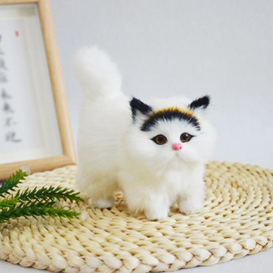 

Имитация плюшевого кота, украшения, пушистый котенок, игрушка, искусственный мех, кукла для кота, настольный компьютер чёрный