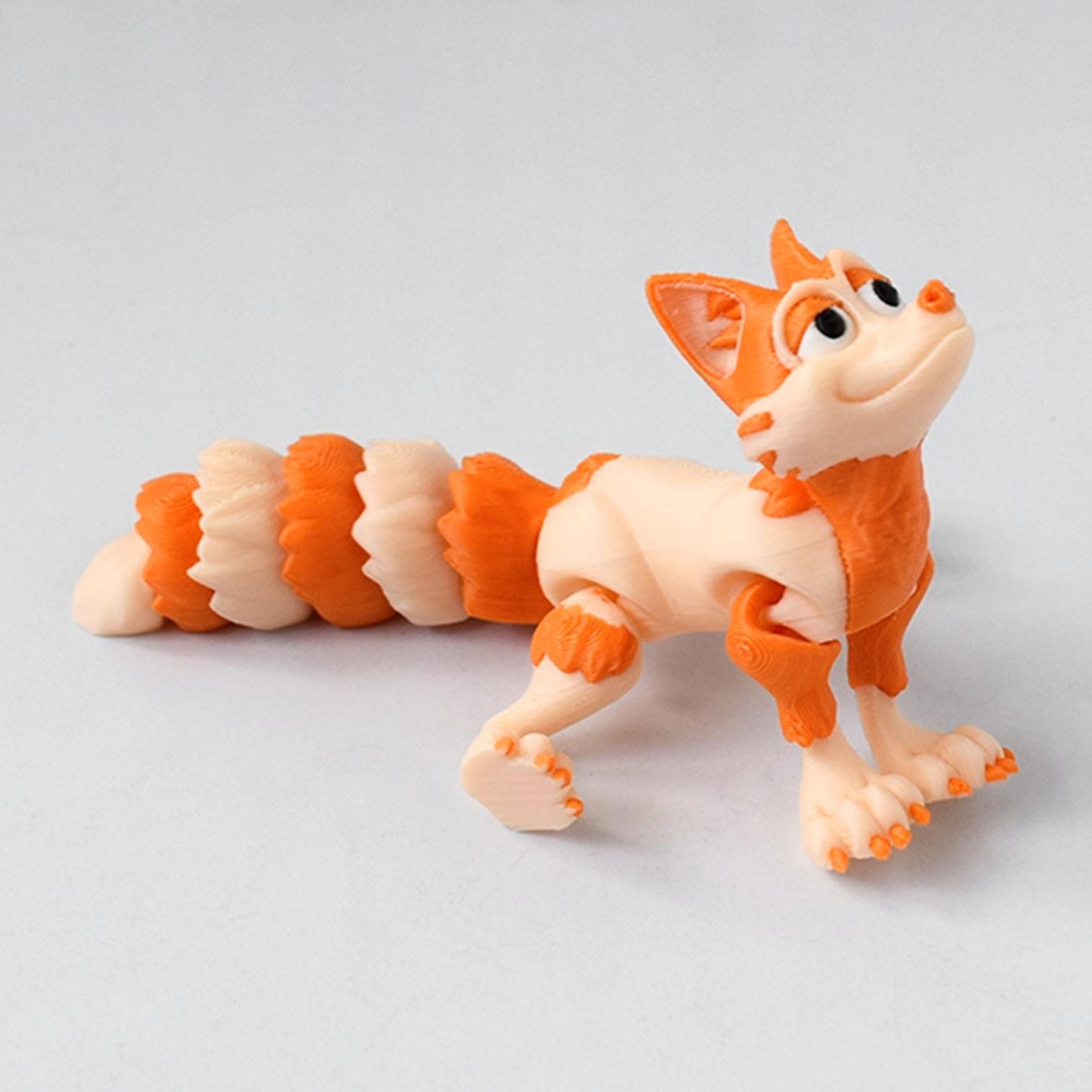 

Cartoon Anime Fox Toy Statue 3D Printing Simulation Animal Fox Model Joint Movable Cute Desktop Ornament Children Toy Gift