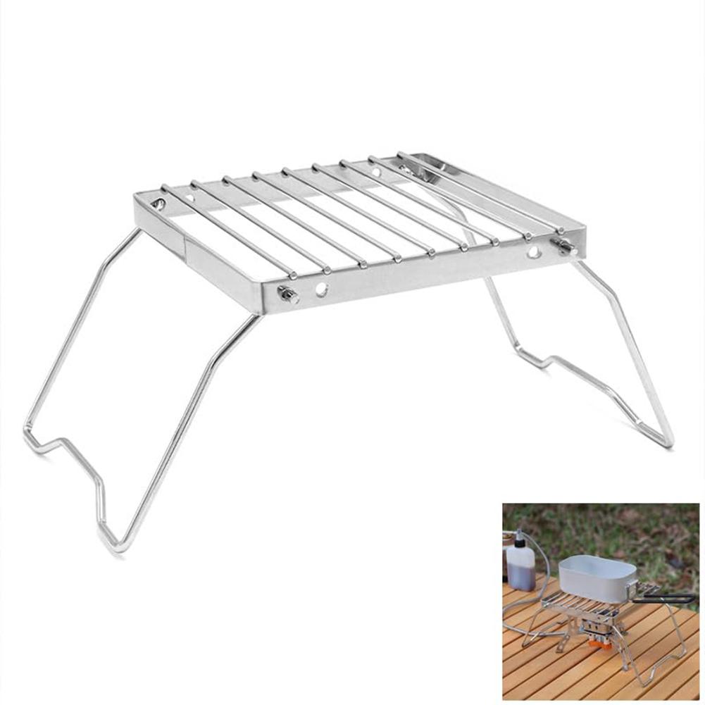 Outdoor Folding Mini Stove Holder Stainless Steel Portable Campfire Grill Grate Camping Cookware Pots Stand for Outdoor Picnic