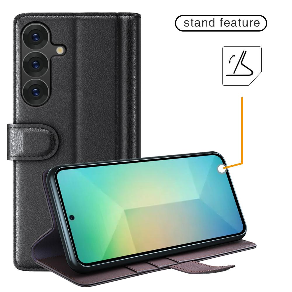 For Samsung Galaxy S25 Case Genuine Split Leather Phone Cover with Wallet Stand