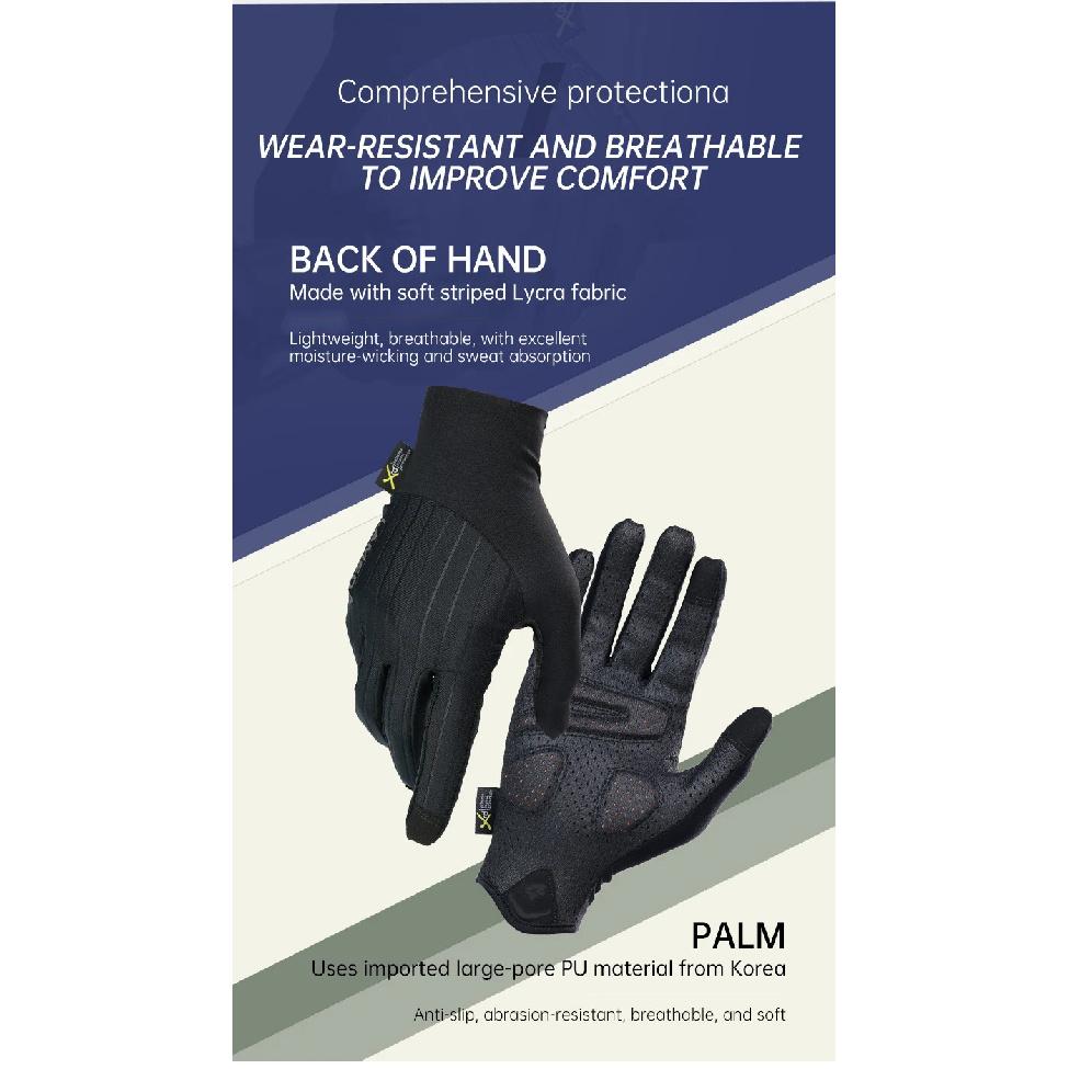 LAMEDA Men's Cycling Gloves XRD Pad Touch Screen Road Bike Full Finger Gloves Spring MTB Gloves Breathable Bicycle Accessories