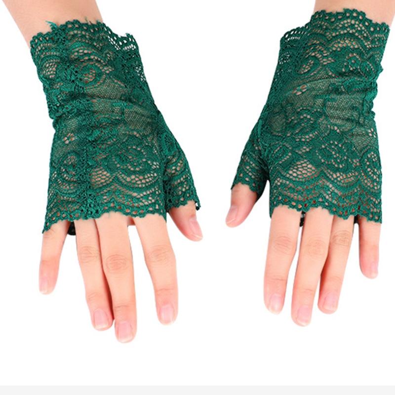 Elegante Damen Ultra-Dünne Halbfinger Sommer Fahrhandschuhe Radfahren Sonnenschutz Handschuhe Weiblich Anti-UV Elastizität Spitze Mesh Handschuhe