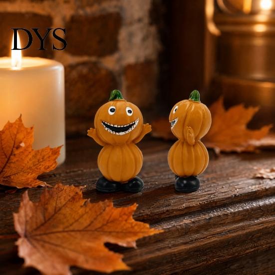 Weather-resistant Halloween Ornaments Pumpkin Figure Ornaments, Hand-Painted Resin Decorations with Unique Garden Expressions, Figurine for