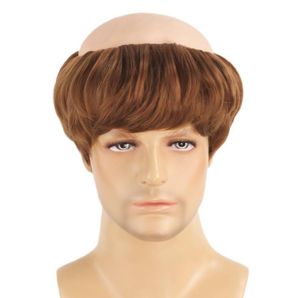 Dress Up Short Straight Bald Head Wigs Anime Halloween Balding Wig Role Play