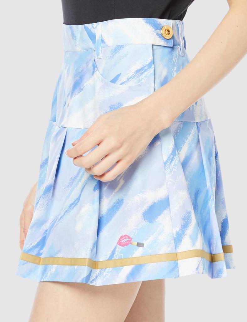 Thavasa Under 25 Number Skirt Print Switching Tuck Skirt 00762112200106 Blue L [Samantha & 7] Women's