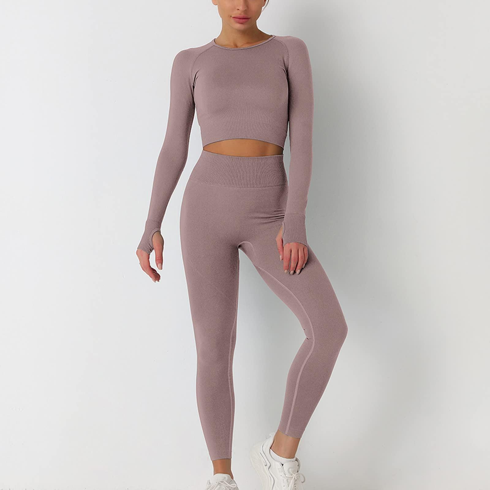 

Женские модные однотонные обтягивающие брюки с высокой талией и длинными рукавами, одежда для занятий йогой и фитнесом L кофейный