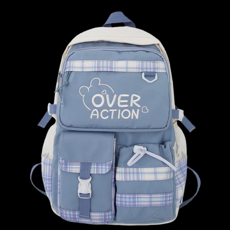 Li Shen Plaid Color-block Commuter Backpack