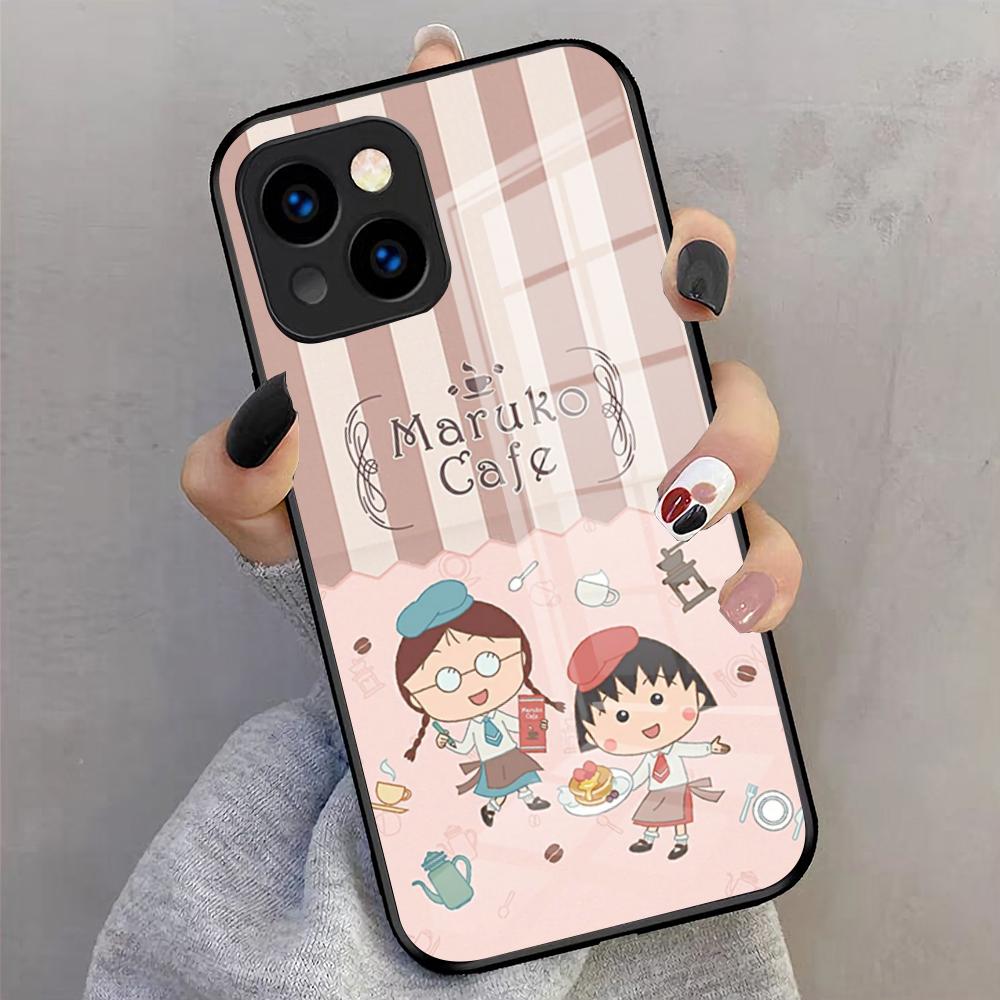 Anime Maruko-chan Phone Case For IPhone 17 Pro Max 16 15 14 Pro Max 13 11 X Xs Xr 8 7Plus Glass Cover