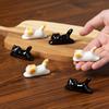 Niedlicher Keramik-Siamesenkatzen-Stäbchenablage, Katzenförmiger Keramik-Stäbchenhalter, Entzückendes Mini-Keramik-Schreibtischornament