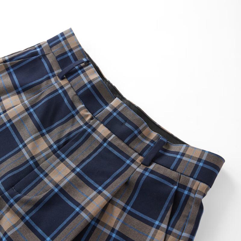 PEACEBIRD Women's Stylish Plaid Straight-Leg Trousers