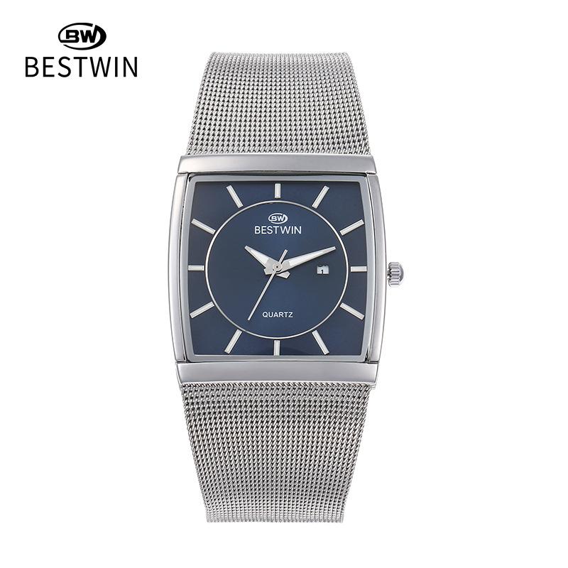 Fashion Ultra-thin Square Watch Male Internet Celebrity Mesh Belt Male Watch Quartz Watch Wristwatch