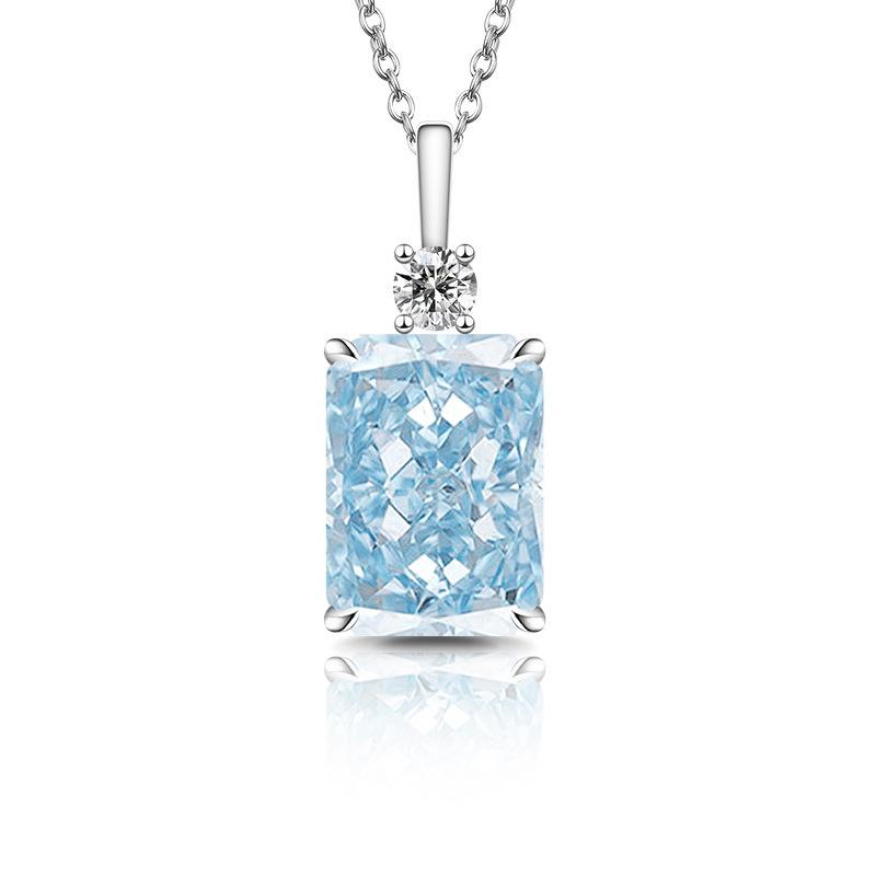 Elegant Light Luxury 925 Silver Pendant Necklace with High Carbon Diamond Ice Flower Cut Zircon In Perfume Bottle Shape
