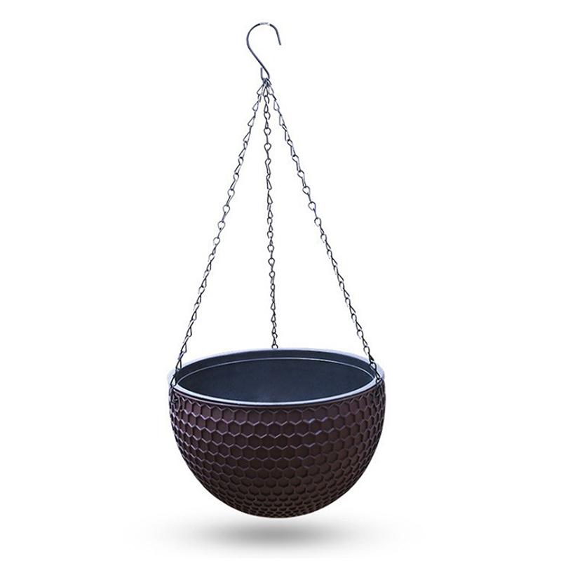 

Верхний диаметр 16,5 см. Пластиковая подвесная корзина из ротанга. Подвесной горшок для суккулентных зеленых растений. Подвесной горшок в виде сот. коричневый