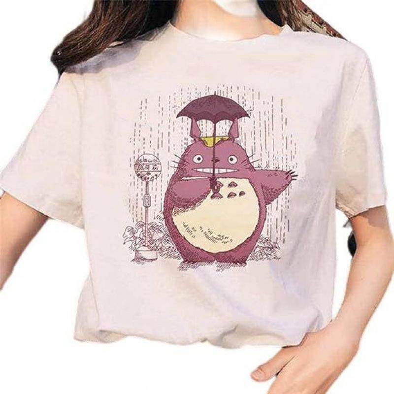 Cartoon Totoro Anime Series Printing, Summer Campus Large Size Men's and Women's Short Sleeve Anime T-shirt
