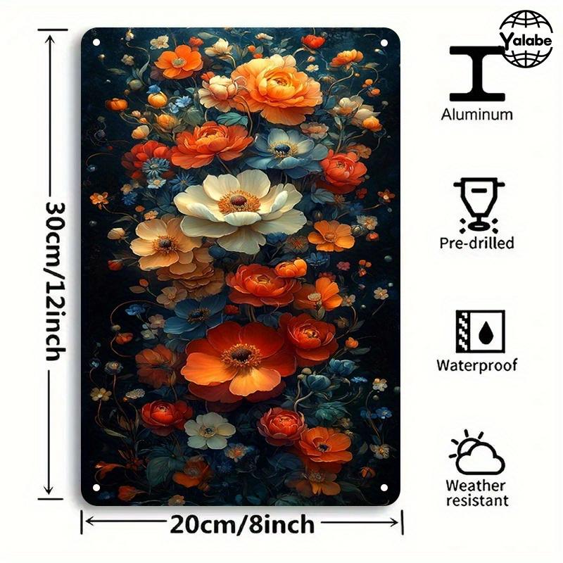 [2D Flat] Two Vintage Floral Tin Artworks Showcasing Bright Flowers On a Dark Background, Ideal for Beautifying The Interiors of