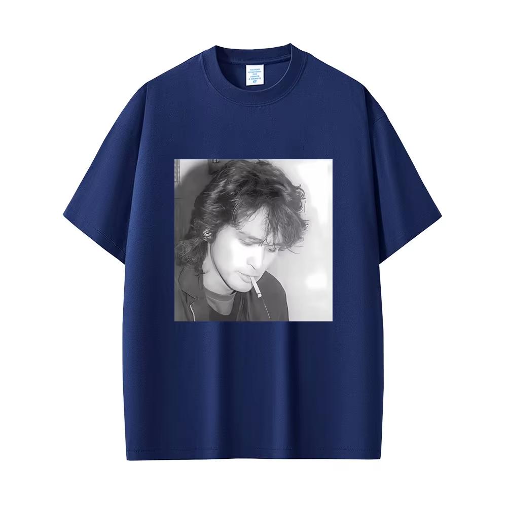Rock men's shirt O-Neck Short Sleeved Viktor Tso Smoking Graphic Women's oversized Tshirt