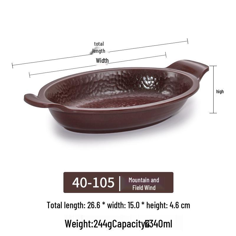 Rustykalne talerze melaminowe: Głębokie talerze z dwoma uchwytami na warzywa i flaki do restauracji z gorącym garnkiem