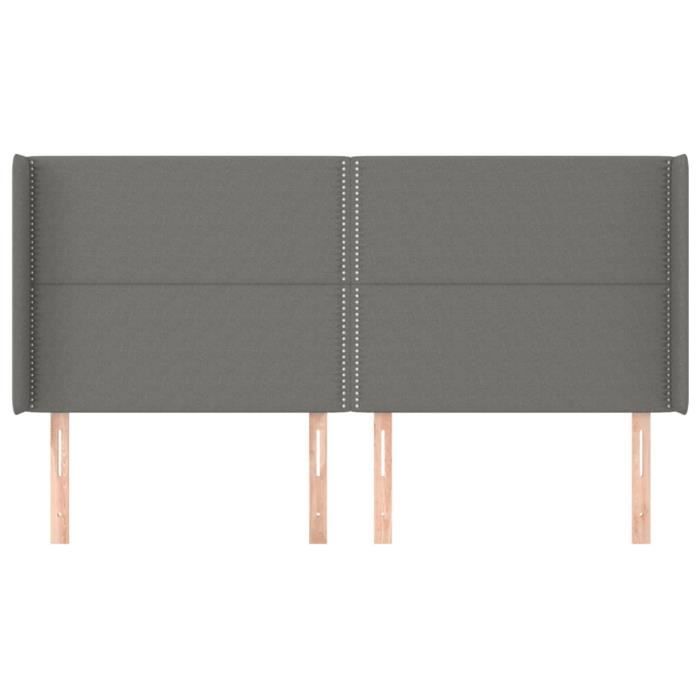 VidaXL Headboard with Ears Dark Grey 183x16x118-128 Cm Fabric3119455