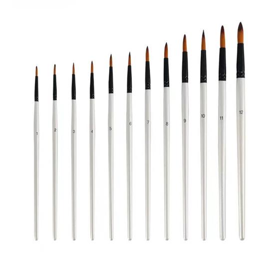 12Pcs Painting Brush Soft Bristles Wooden Handle Drawing Brush Set for Acrylic Watercolor Oil Painting