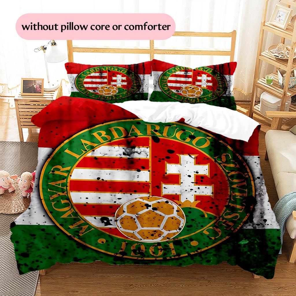 Hungary National Football Team  Pattern Bedding Quilt Set  Home Decoration  Gift (1 * duvet cover + 2 * pillowcase  without core)