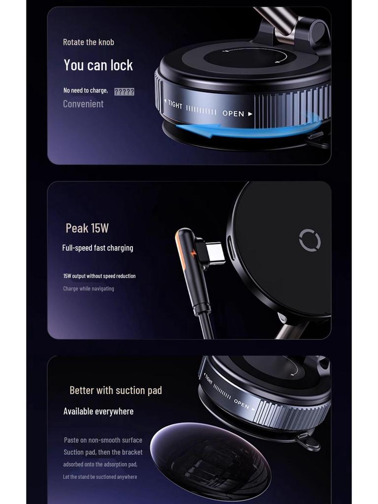 15W Magnetic Wireless Car Charger & Phone Holder