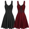 Damenkleid Gothic Punk Stil Kleid Patchwork Bandage Trägerkleid