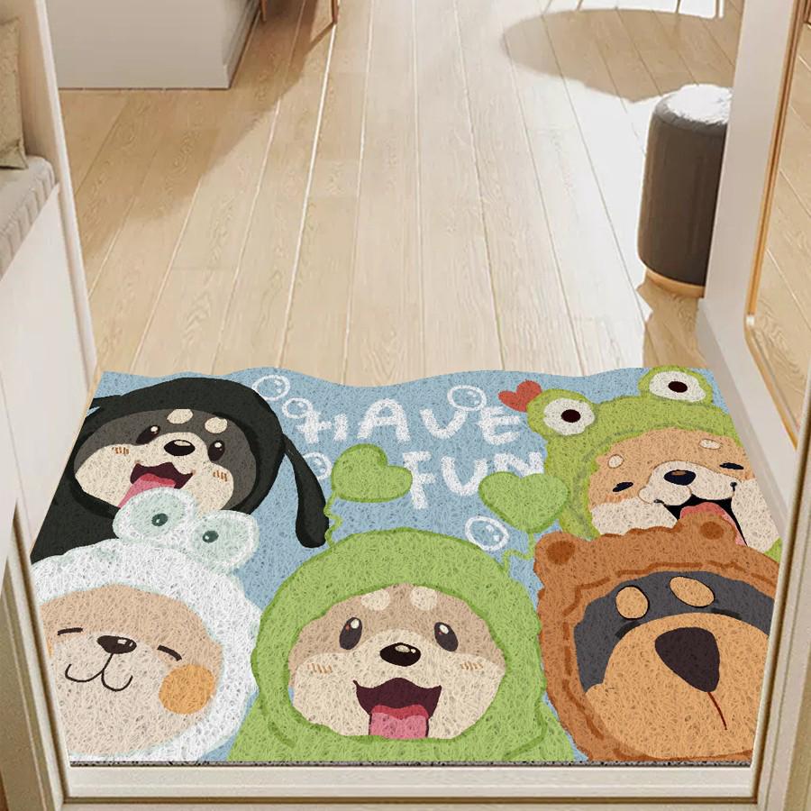 Non-slip Cartoon Welcome Mat - Mud & Dust Removal, Cuttable Entrance Mat for Hallway