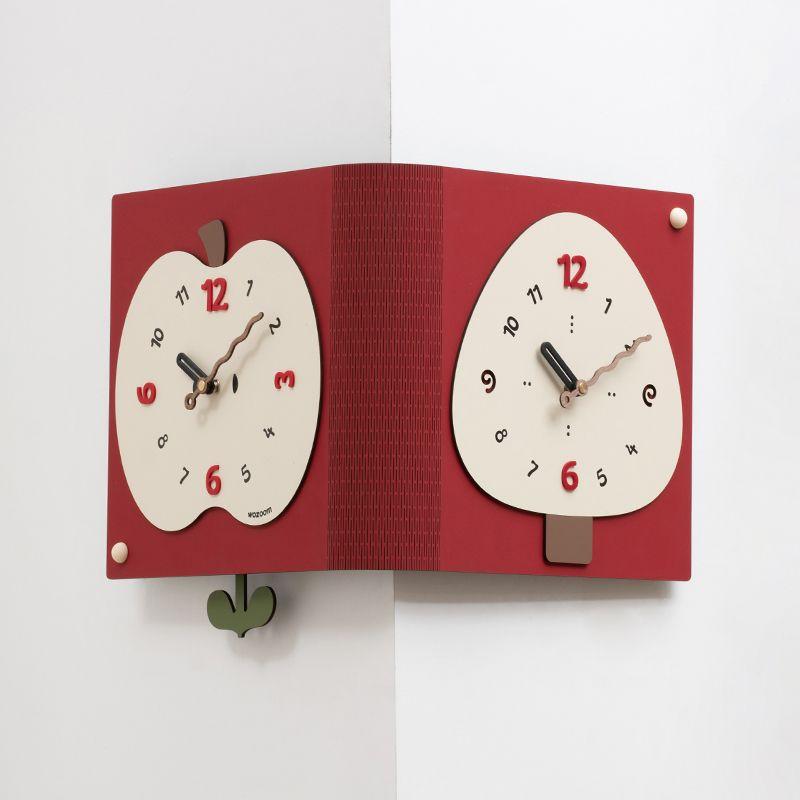 Simple Creative Double Sided Clock Living Room Wall Clock Modern Corner Decora Swing Wall Watch Home Decoration Ornaments