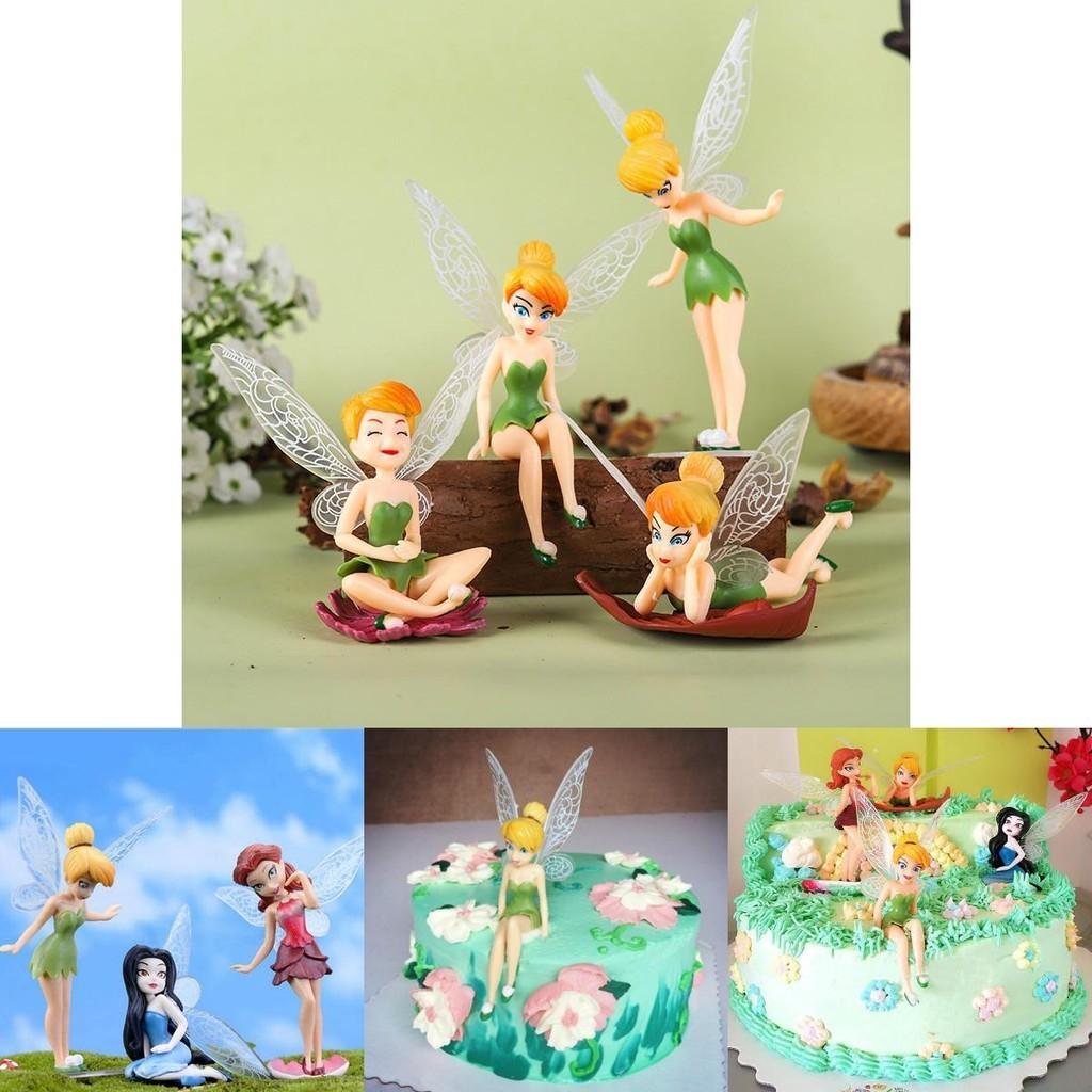 Flower Fairy Miniature Dollhouse Garden Decor Set Of 6 Fly Wing Figures Hand-painted Plastic Material 5-10cm Size