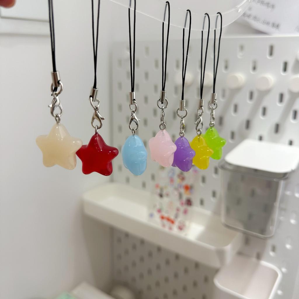 Glow-In-The-Dark Five-Pointed Star Mobile Phone Lanyard, Fashionable Five-Pointed Star Mobile Phone Chain, Fashionable Backpack Pendant