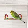 Multi Functional Bite Resistant Parrot Swing Colorful Hanging Beads Bird Wooden Bird Cage Standing Interaction
