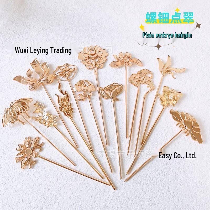 DIY Handmade Kingfisher Feather & Mother-of-Pearl Hairpin Kit with Cloisonné Enamel Zither Base & Butterfly Design - Free Shipping