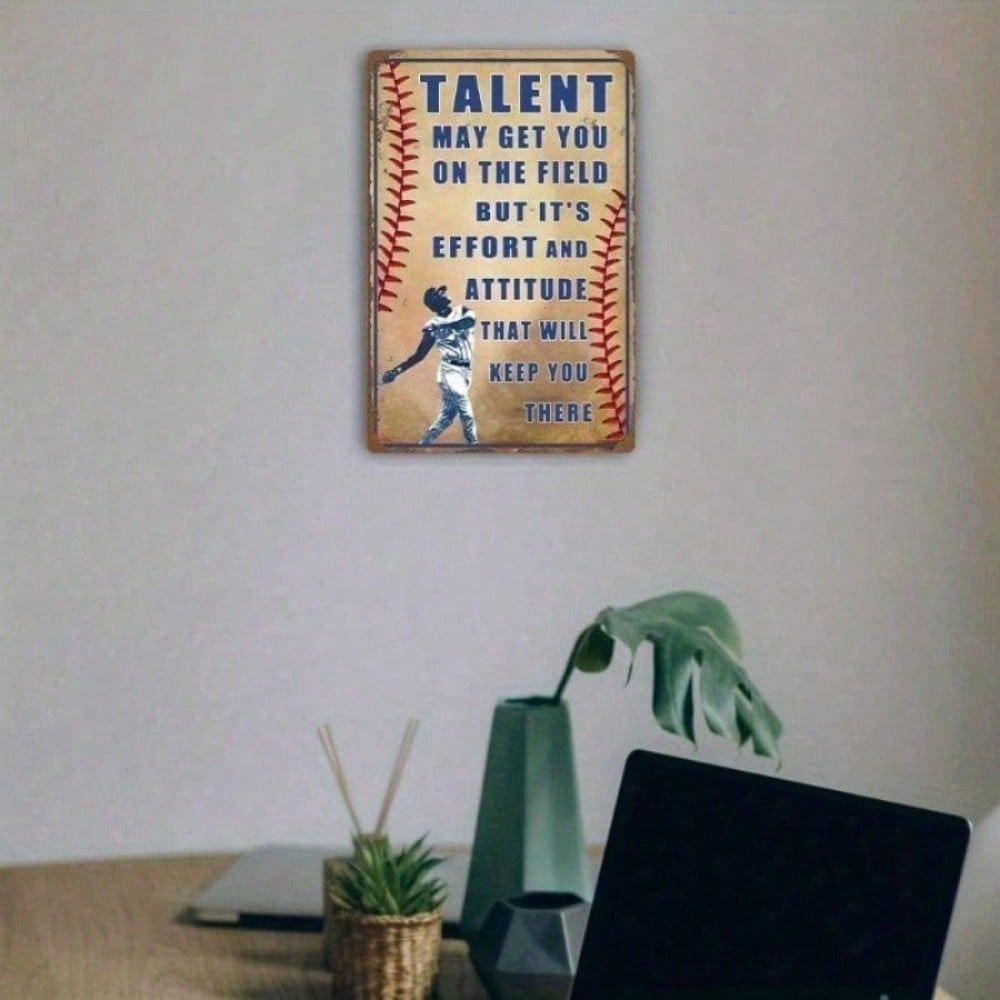 Metal Wall Art Vintage Baseball Motivational Phrase for Bar