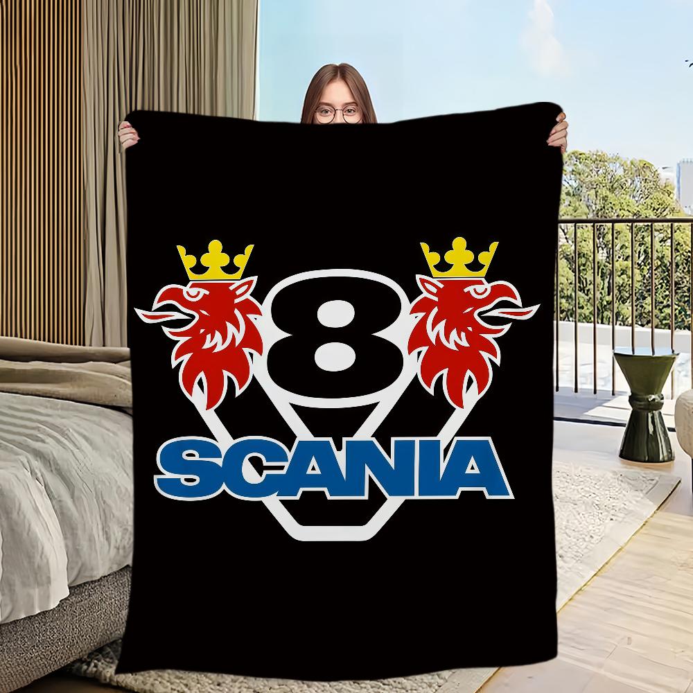 S-S-SCANIA-ES Coperta con Logo Cool in Flanella Caldo Comfort Morbido Coperta in Peluche Per Picnic Letti Divani Case E Camere da Letto