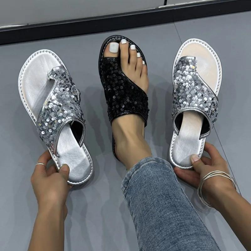 Pantofole da Donna Esterno Casual Spiaggia Scarpe da Donna Estate Nuove Ballerine Infradito Sandali da Passeggio Infradito ad Anello Roma Fibbia Signore