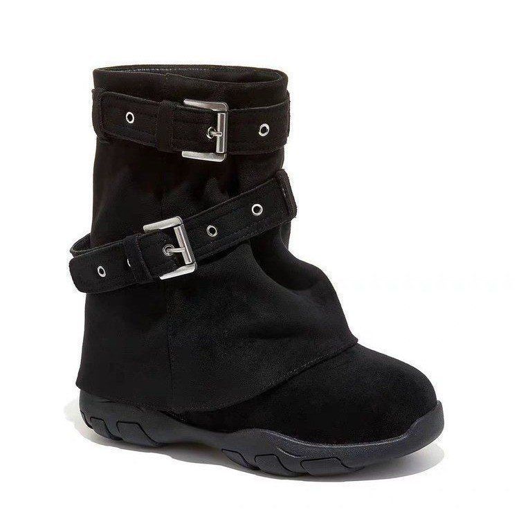 Women's large size soft elastic winter warm cold padded snow boots non-slip wear outdoor leisure mountaineering sports shoes Martin cotton boots