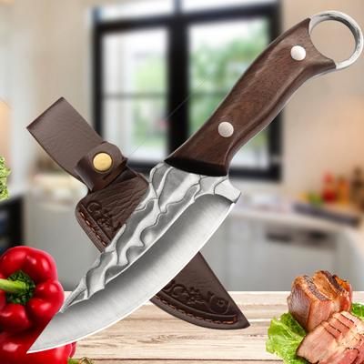 1PC Sharp Fruit Knife Hand Forged Boning Knife Meat Cleaver Slicining Fish Knife Stainless Steel Chef's Knife Wood Handle Kitchen Butcher Knife
