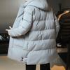 Men Winter Cotton Coat Thicken Padded Hooded Windproof Lightweight Cold Resistant Zipper Closure Long Sleeve Pockets Drawstring Mid Length Outdoor