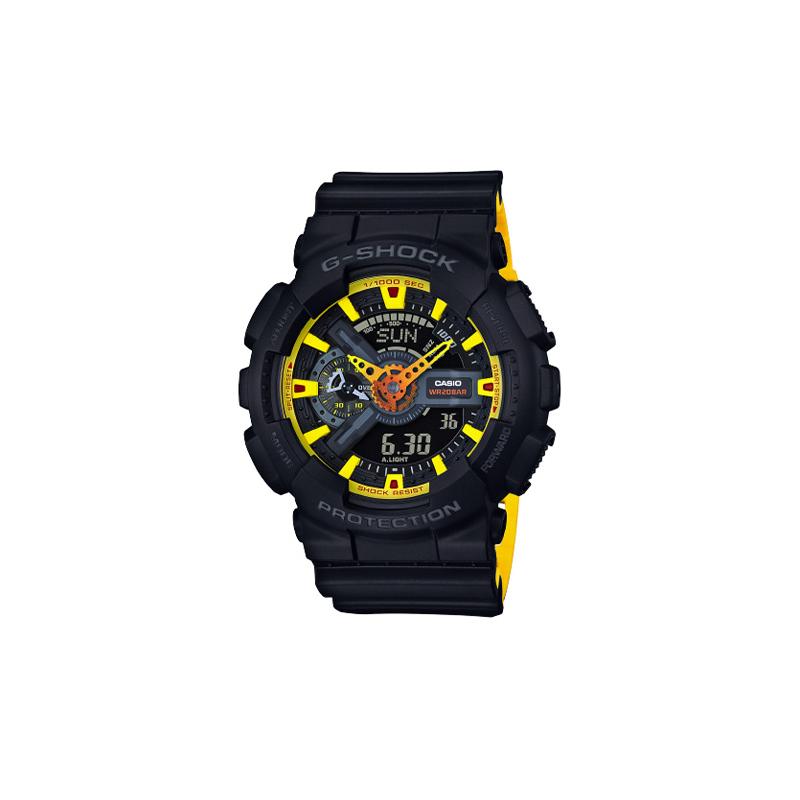 

Casio series head-on series 200 meters waterproof quartz movement resin strap Japanese and Korean watch men s watch black dial GA-110BY-1A чёрный