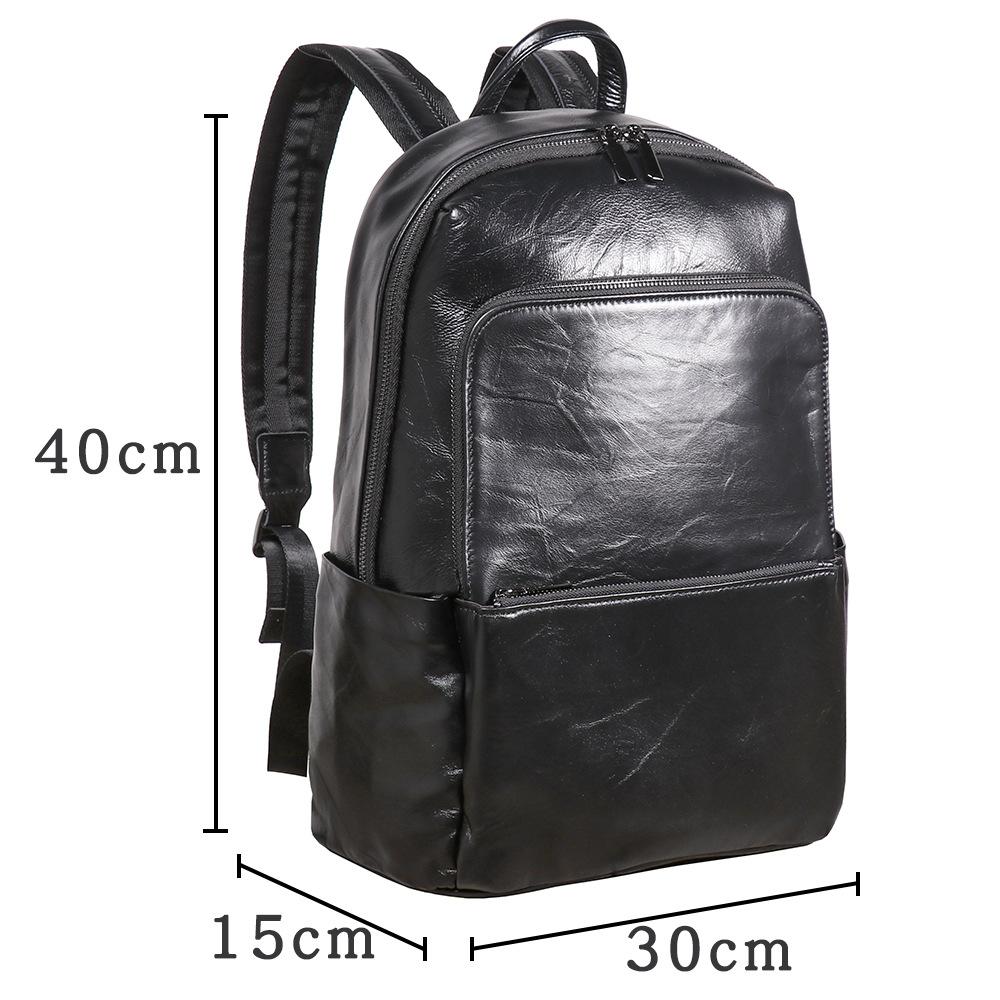 Men'S Leather Backpack First Layer Cowhide Business Commuter Computer Bag Leisure Travel Backpack